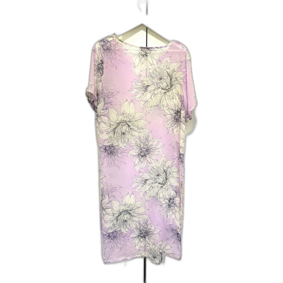 Vince Camuto Floral Blossoms Tunic Swim Coverup Dress Side Slits Purple Medium - Picture 6 of 7